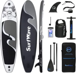 11'x34 x6 Inflatable Stand Up Paddle Board, Surfboard, Surfing Paddle Board, Balance Float Board, Universal Travel Board, PVC Brushed Material, with Accessories