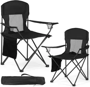 2 Pack Camping Chairs - Lightweight and Supportive Chairs for Teens and Lightweight Individuals - Compact, Durable, and Portable - Ideal for Camping, Hiking, Beach, and Picnics - Carry Bag (Upgrade)