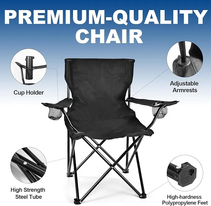 2 Pack Camping Chairs - Lightweight and Supportive Chairs for Teens and Lightweight Individuals - Compact, Durable, and Portable - Ideal for Camping, Hiking, Beach, and Picnics - Carry Bag (Upgrade)