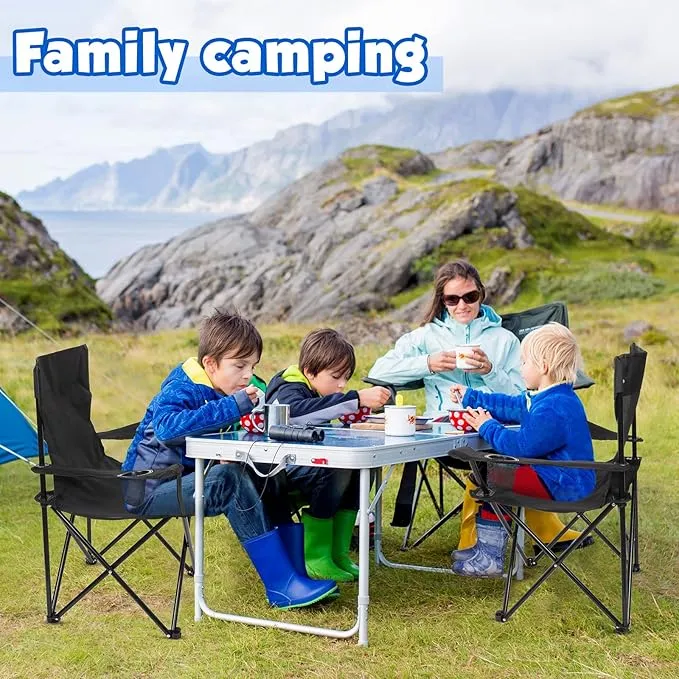2 Pack Oversized Folding Camping Chairs Heavy Duty Lawn Chairs with Carrying Bag Cup Holder Portable Collapsible Chairs for Outdoor Sports Garden Beach(Black, 19.7 x 19.7 x 31.5 Inches)