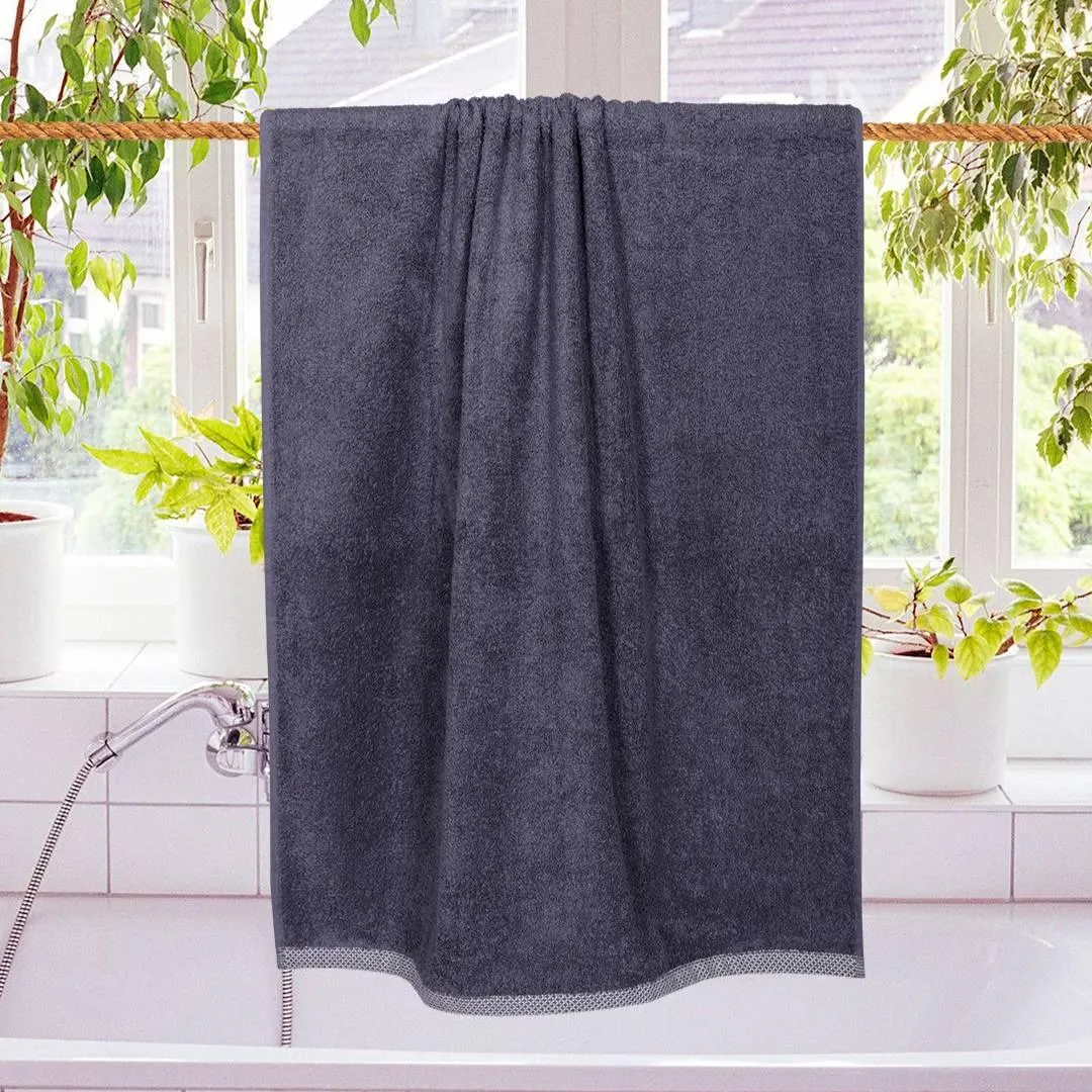500 GSM Bamboo Towels Set Of 4 - Beige & Dark Grey | Ultra Soft & Highly Absorbent Towels