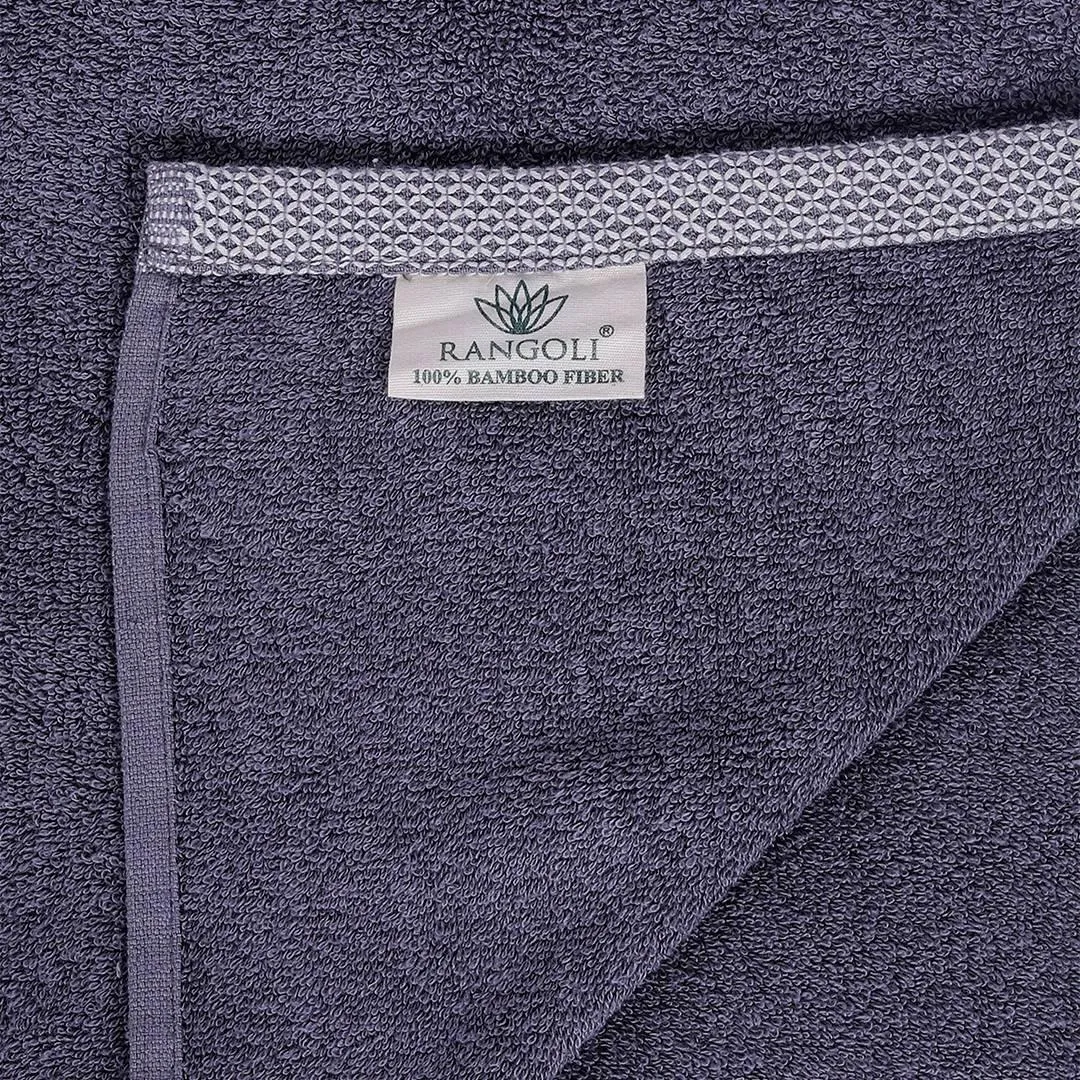 500 GSM Bamboo Towels Set Of 4 - Beige & Dark Grey | Ultra Soft & Highly Absorbent Towels