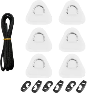 6Pcs Stainless D-Rings Patches for Inflatable Boat Kayak Surfboard Paddle Board Kayak D-Rings Pad Stand-Up Paddleboard Paddle Board Attachment