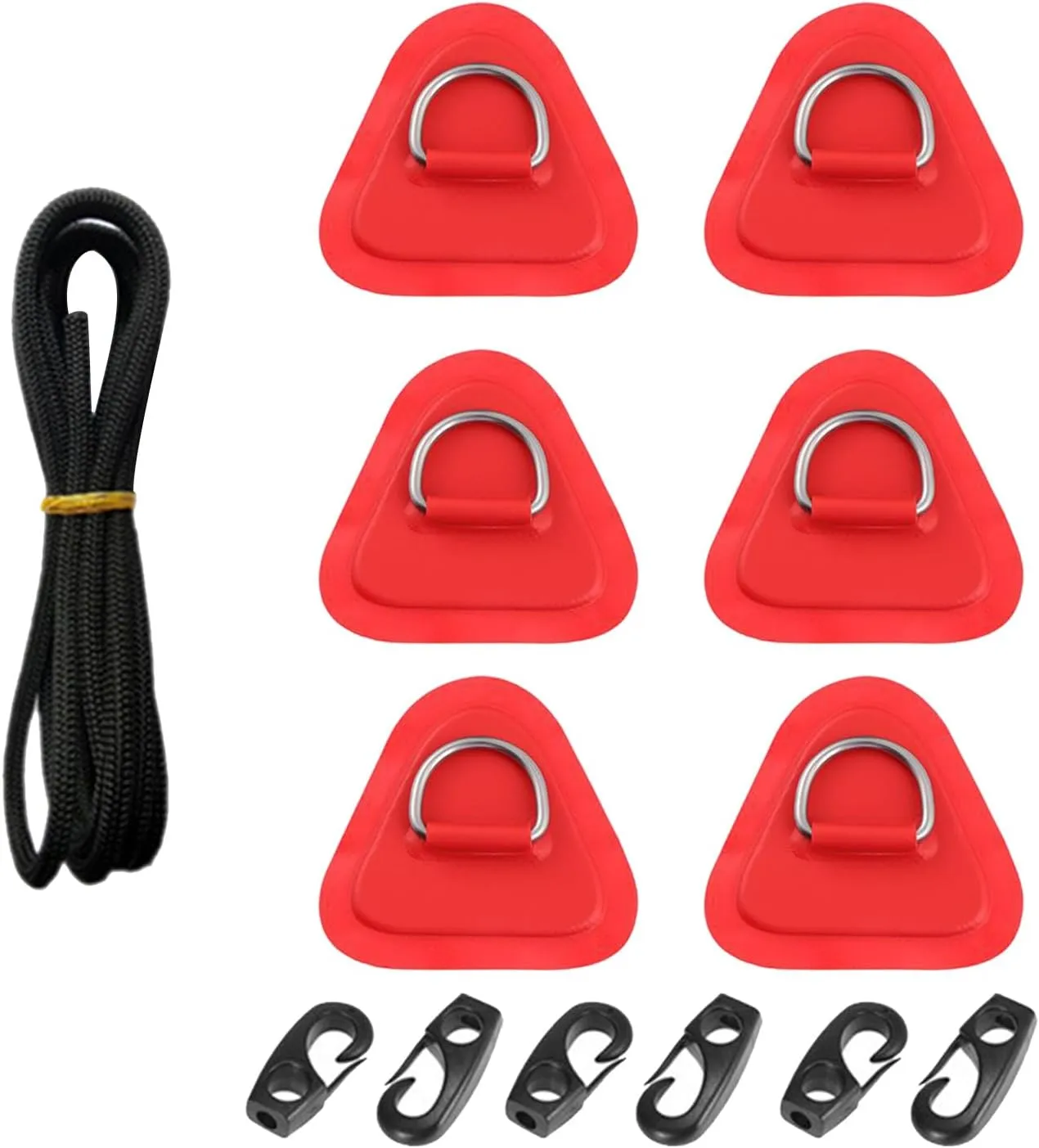 6Pcs Stainless D-Rings Patches for Inflatable Boat Kayak Surfboard Paddle Board Kayak D-Rings Pad Stand-Up Paddleboard Paddle Board Attachment