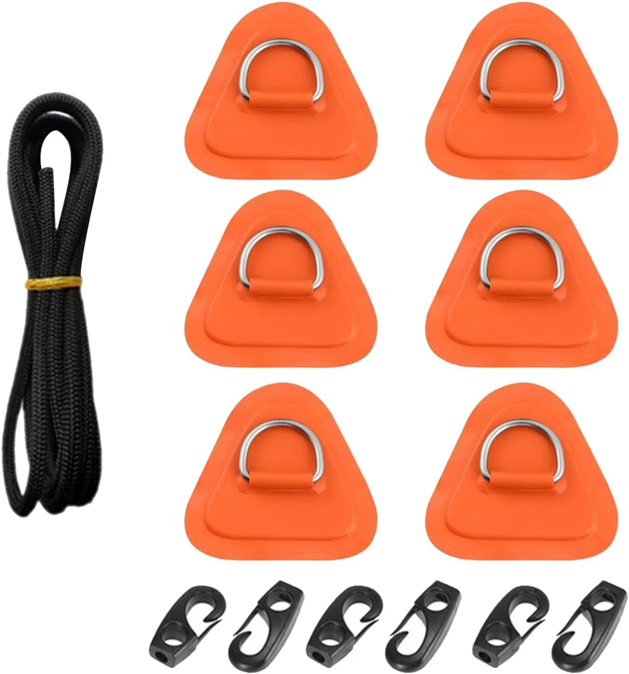 6Pcs Stainless D-Rings Patches for Inflatable Boat Kayak Surfboard Paddle Board Kayak D-Rings Pad Stand-Up Paddleboard Paddle Board Attachment