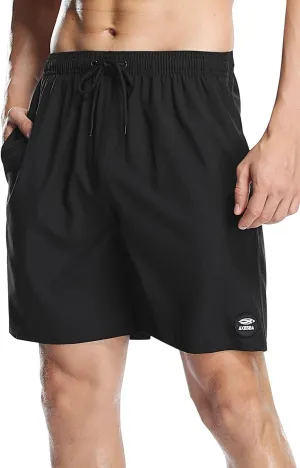 AXESEA Men's Swim Trunks Elastic Quick Dry with Pockets Swimwear Bathing Suits No Mesh Lining Beach Shorts