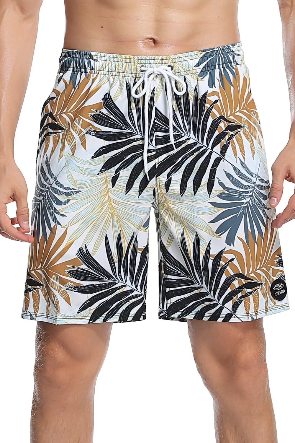 AXESEA Men's Swim Trunks Elastic Quick Dry with Pockets Swimwear Bathing Suits No Mesh Lining Beach Shorts