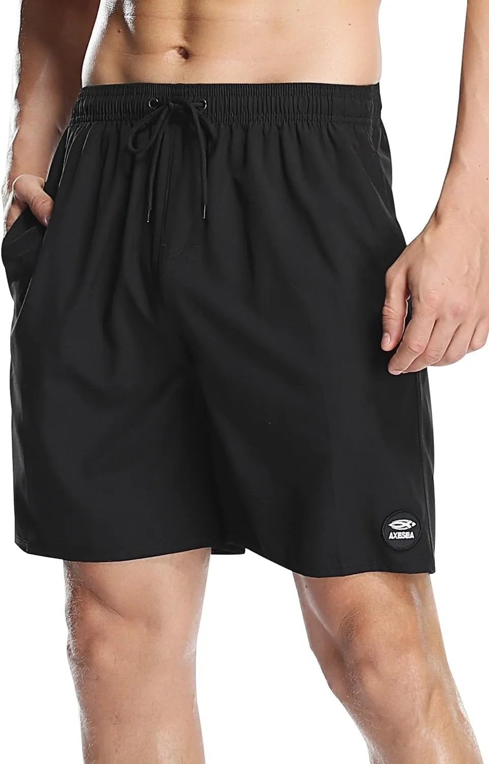 AXESEA Men's Swim Trunks Elastic Quick Dry with Pockets Swimwear Bathing Suits No Mesh Lining Beach Shorts