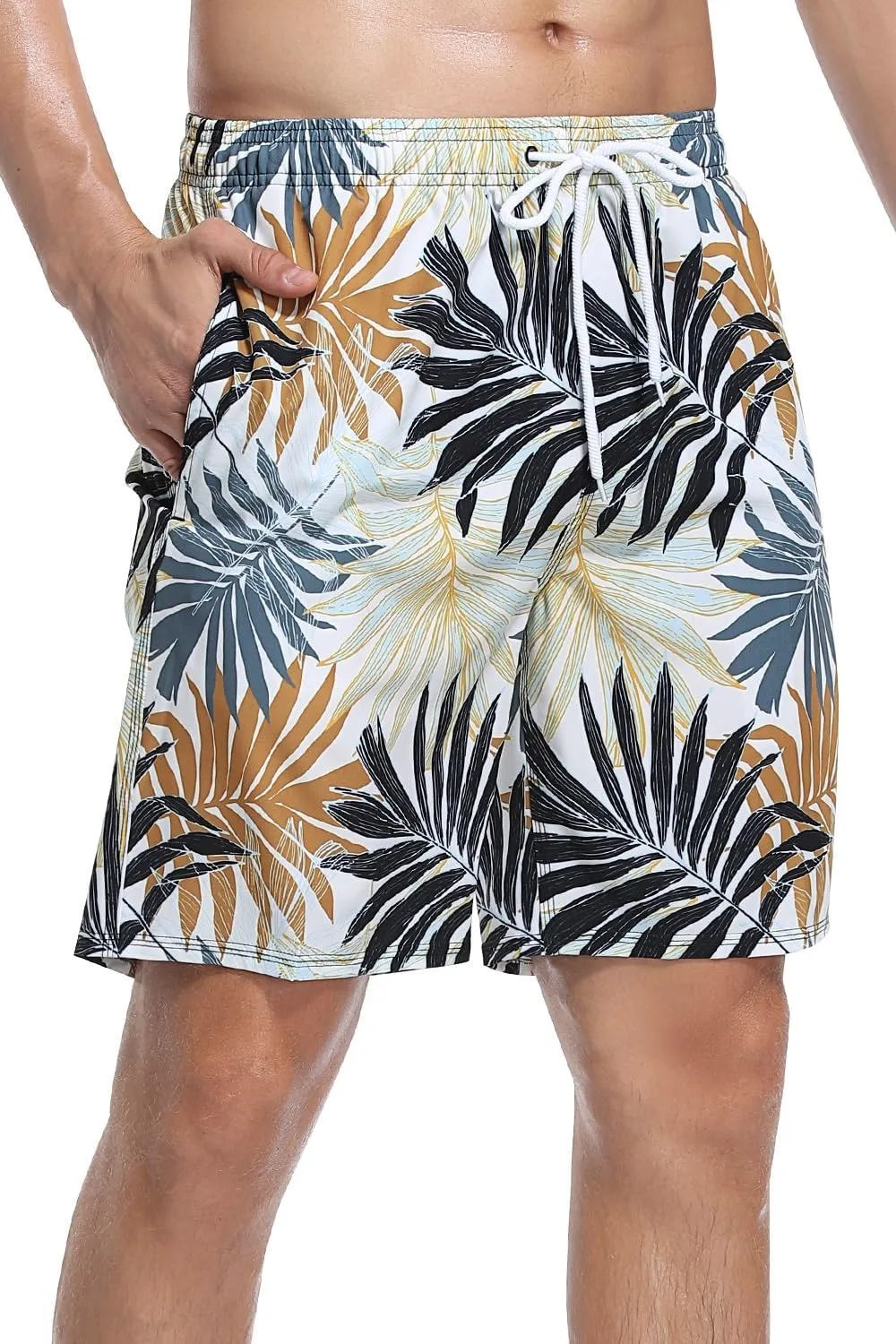 AXESEA Men's Swim Trunks Elastic Quick Dry with Pockets Swimwear Bathing Suits No Mesh Lining Beach Shorts
