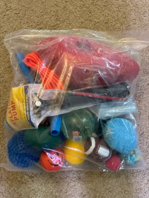Balls, Jump Ropes Air pump, frisbee - size