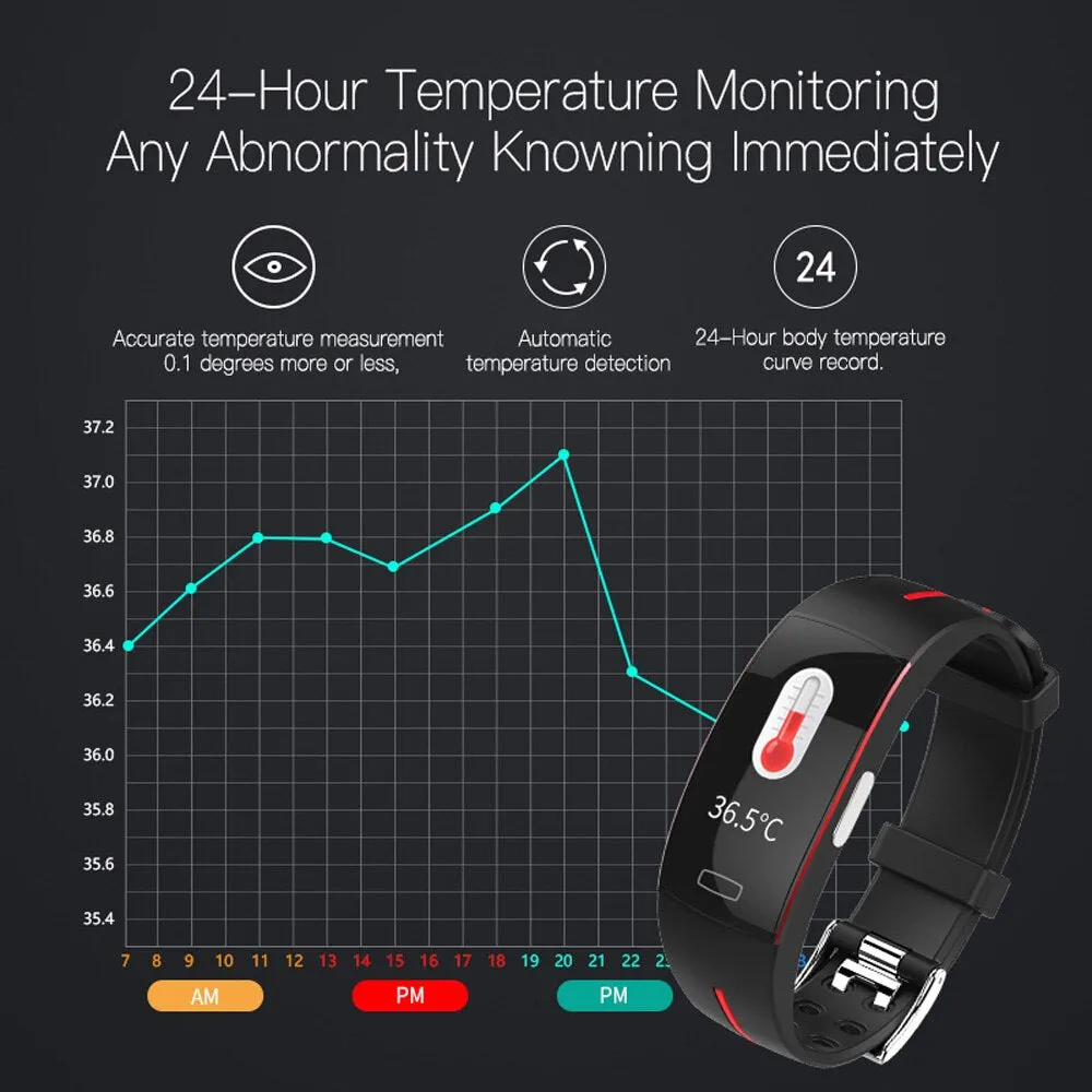 Body Temperature Measurement ECG PPG Smart Bracelet Heart Rate Blood Pressure Oxygen Smart Band Waterproof Sport Fitness Bands