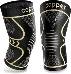 Copper Knee Braces for Women and Men 2 Pack, Knee Compression Sleeve for Knee Pain, Arthritis,ACL, Meniscus Tear, Joint Pain Relief, Knee Support for Running, Working Out, Fitness, Weightlifting-XL