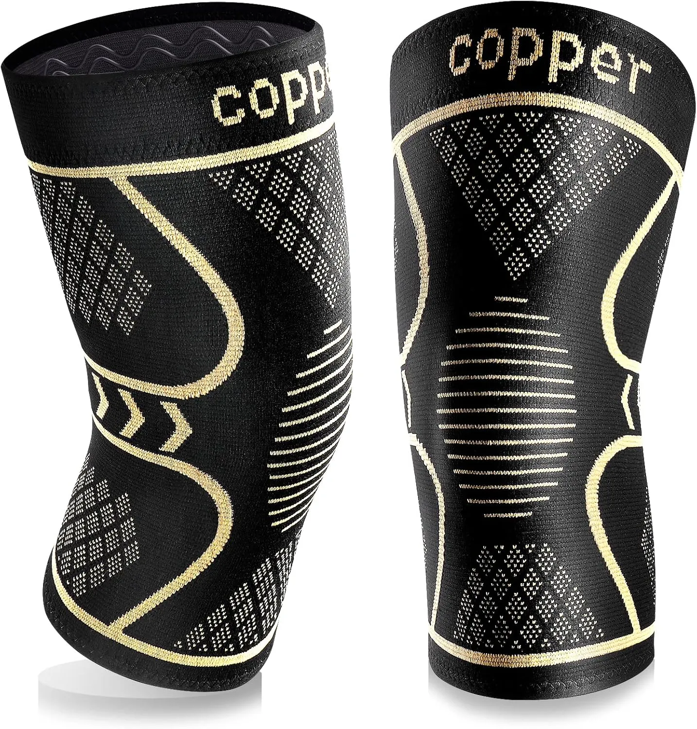 Copper Knee Braces for Women and Men 2 Pack, Knee Compression Sleeve for Knee Pain, Arthritis,ACL, Meniscus Tear, Joint Pain Relief, Knee Support for Running, Working Out, Fitness, Weightlifting-XL