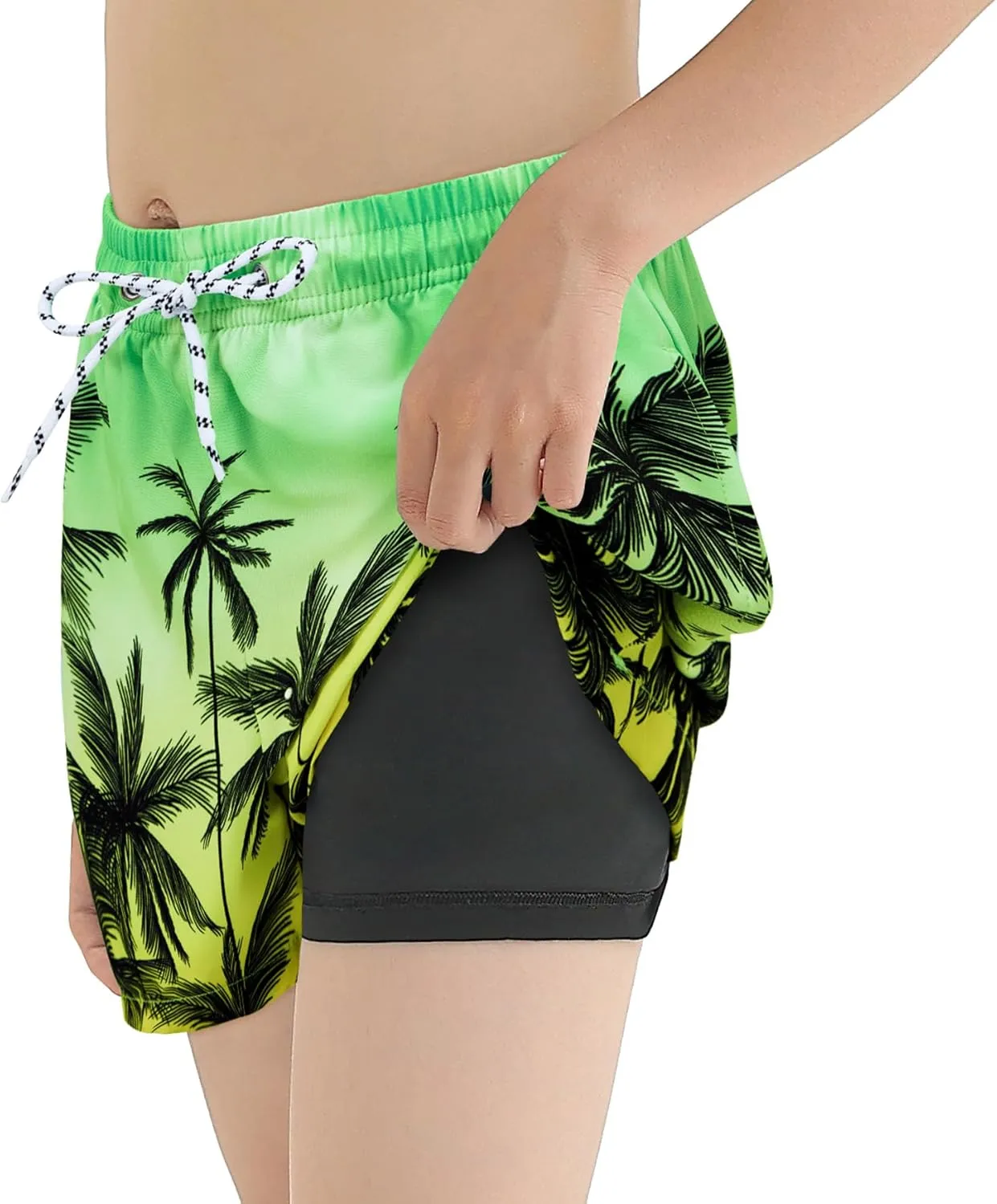 CULACCINO Boys Swim Trunks Boxer Brief Liner Anti Chafe Toddler Swim Shorts Boy Bathing Suit with Compression Liner 2-16T