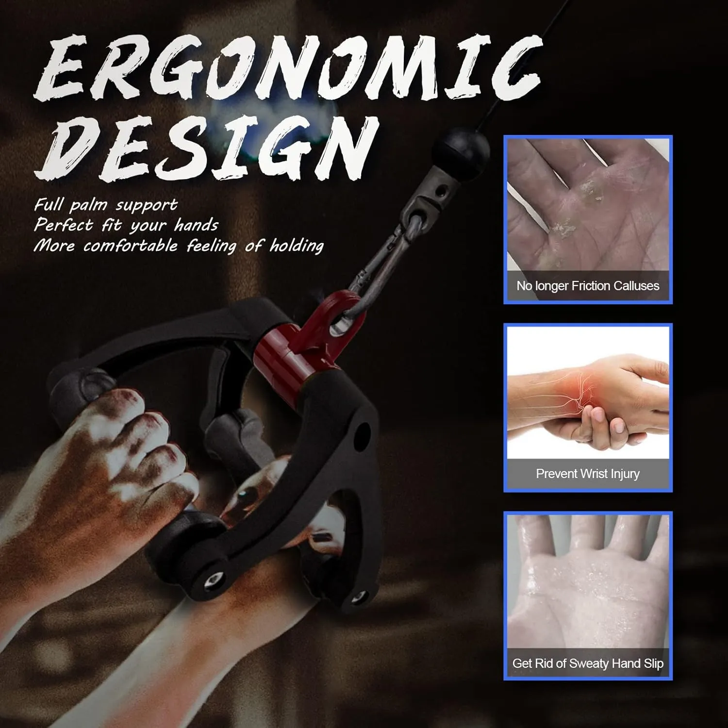 Double D Handle for Cable Machine - Ergonomic Row Handle Cable Attachment