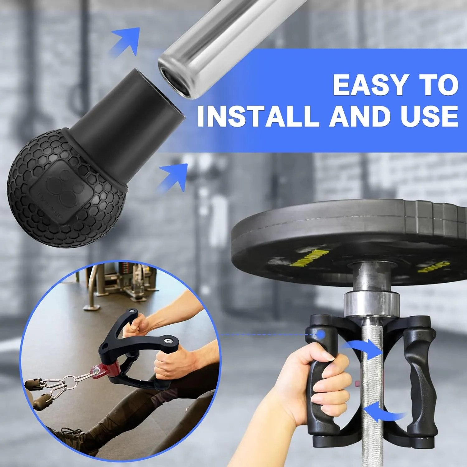 Double D Handle for Cable Machine - Ergonomic Row Handle Cable Attachment