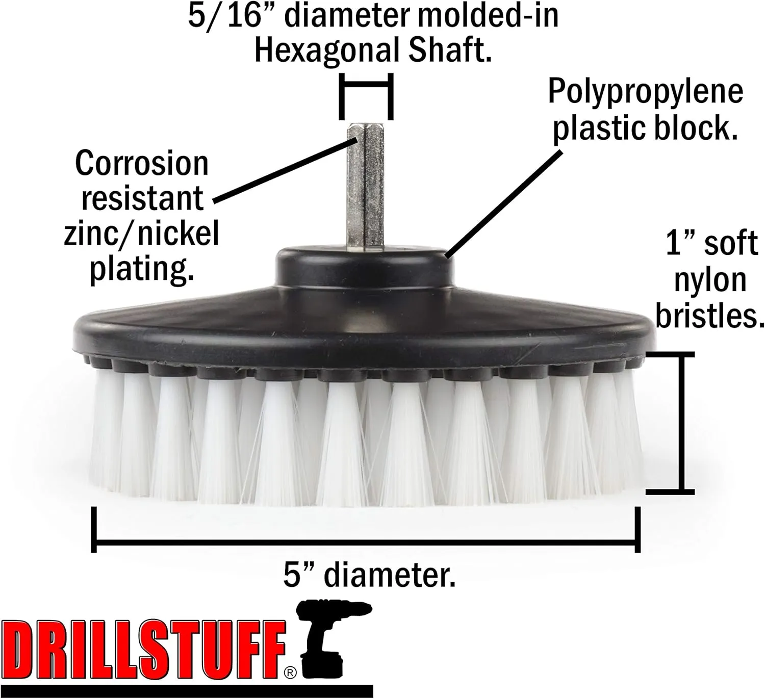 Drill Brush - Boat Accessories - Hull and Deck- Cleaning Supplies - Spin Brush - Fiberglass, Aluminum, Gel Coat, Wood, Painted - Kayak - Raft - Jet Ski - Fishing Boat - Inflatable - Hull Cleaner
