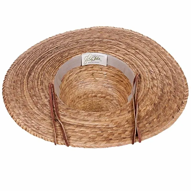 Elegant Palm Leaf Wide Brim Ranch Hat with Chin Strap - Tula Hats