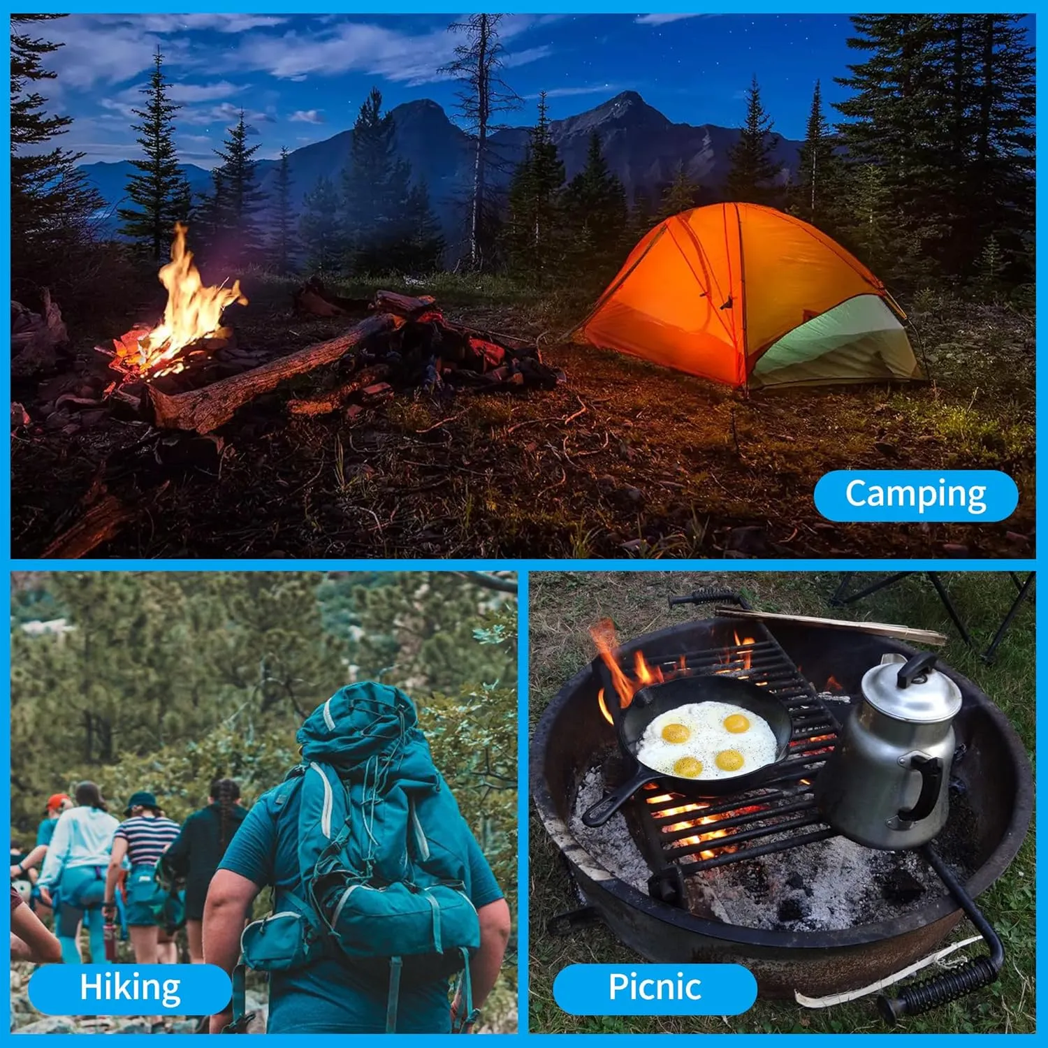Fire Starter Survival Tool Kit - Ferro Rod with Multifunction Striker and Umbrella Rope, Magnesium Fire Starter Rods, Emergency Igniter for Survival, Emergency Sparks, Outdoor Camping Hiking