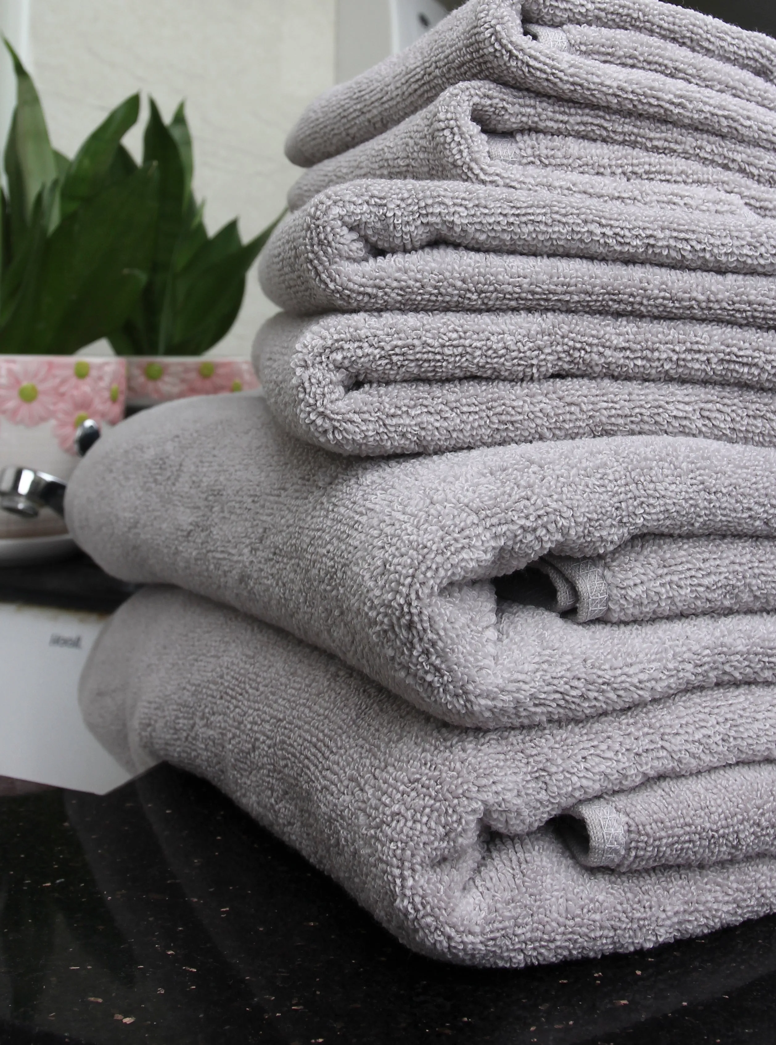Flat Loop 6 Piece Bath Towel Set, Ash (Light Grey)
