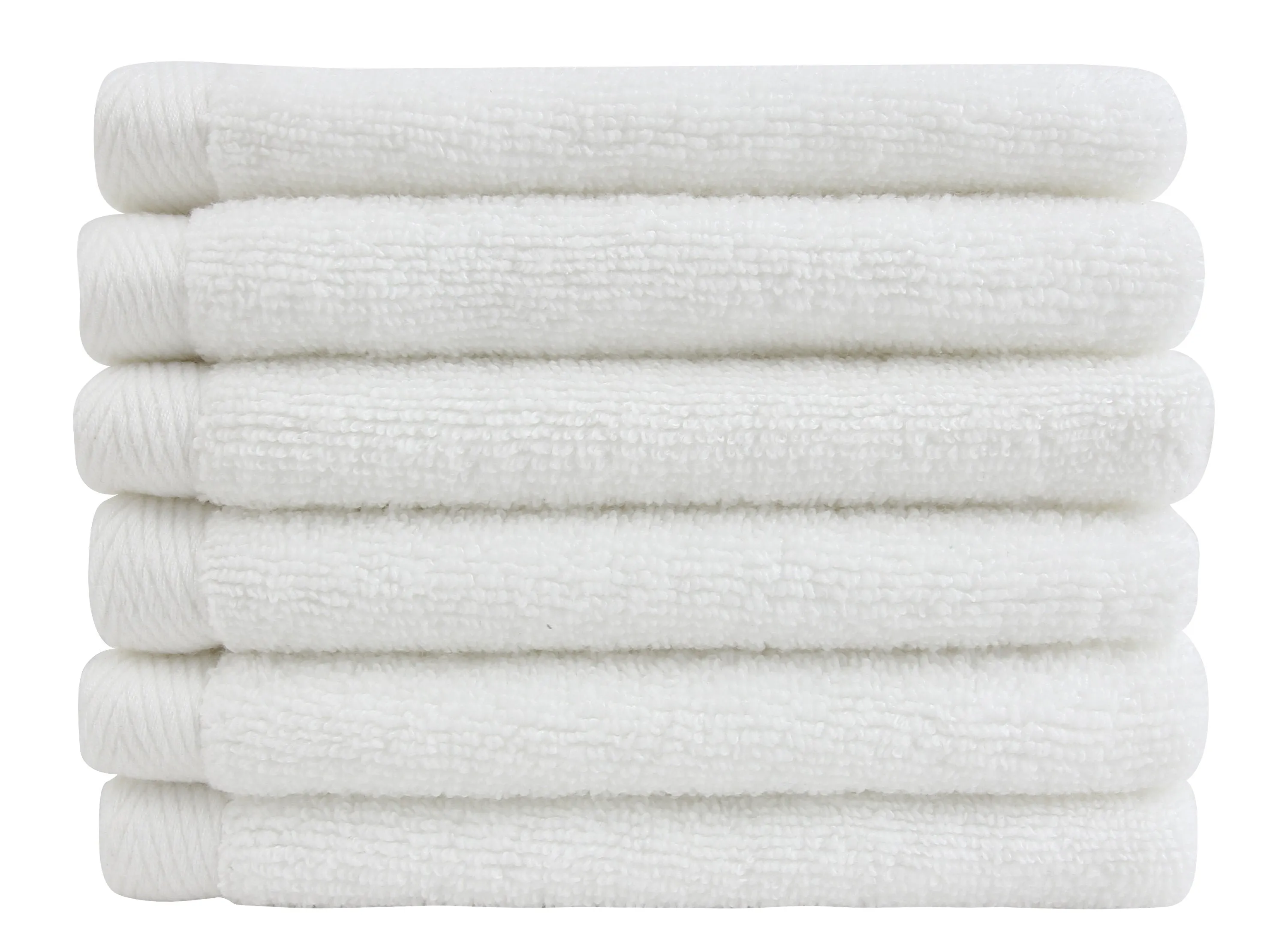 Flat Loop Washcloths - 6 Pack, Porcelain (White)