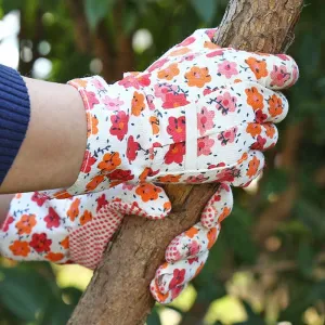 Flower Print Lady Cotton Garden Gloves