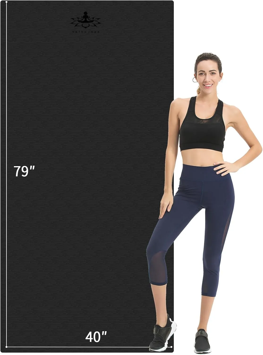Hatha Yoga Extra Long TPE Yoga Mat 79" x 40 x 1/2" Thick Non-slip Exercise Mat for Home Gym Use, Yoga, Pilates, Fitness & Workouts