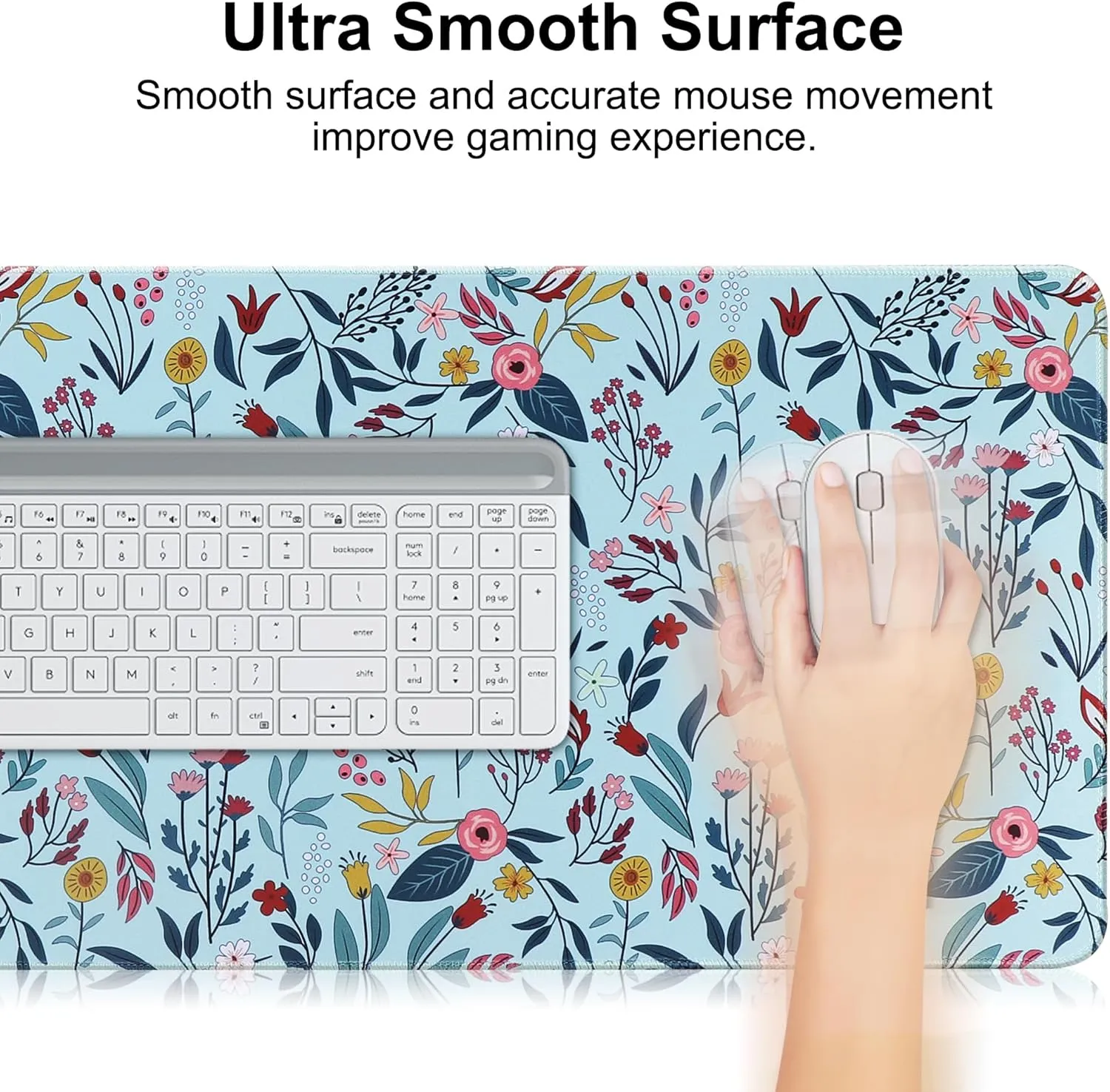Large Gaming Mouse Pad,Beautiful Floral Desk Pad with Anti-Slip Rubber Base, Extended XXL Long Gaming Mousepad, Desk mat for Keyboard and Mouse|Computer mat,31.5 X 11.8 Inch
