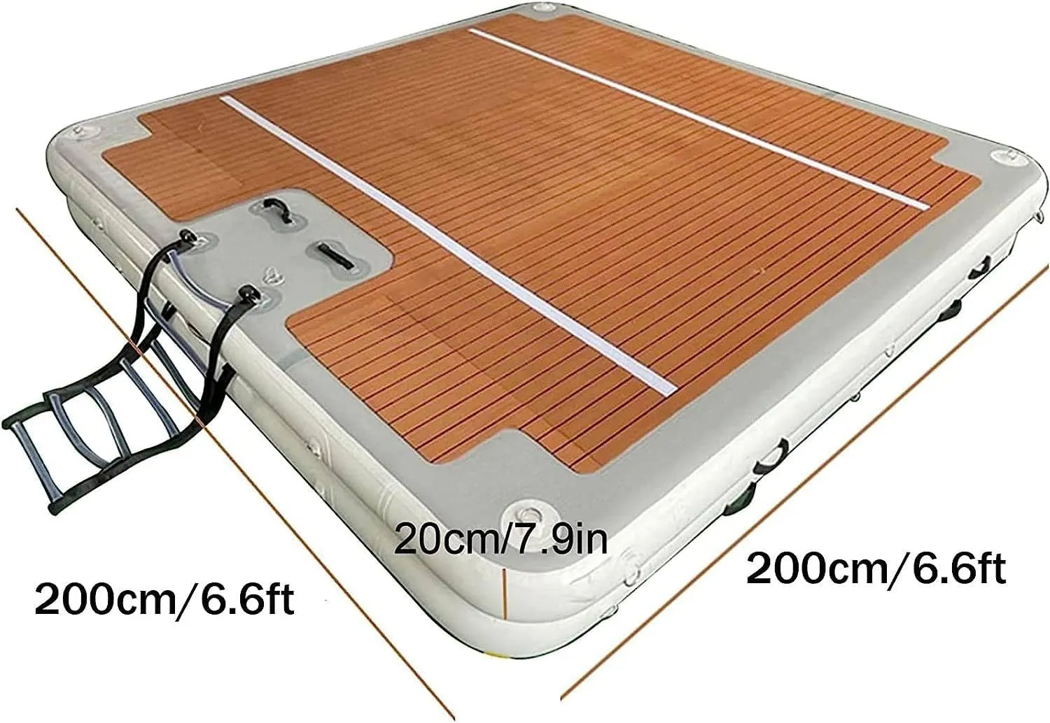 Large Inflatable Water Dock with Stainless Steel Ladder,Gymnastics Mat Water Yoga Mat Non-Slip Surface,Floating Cushion Raft Island Air Bed (3 * 3m/10 * 10ft)