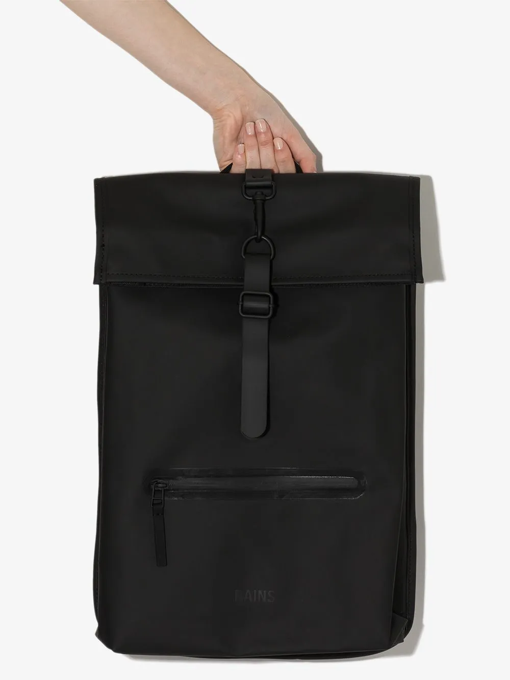 logo-embossed foldover backpack