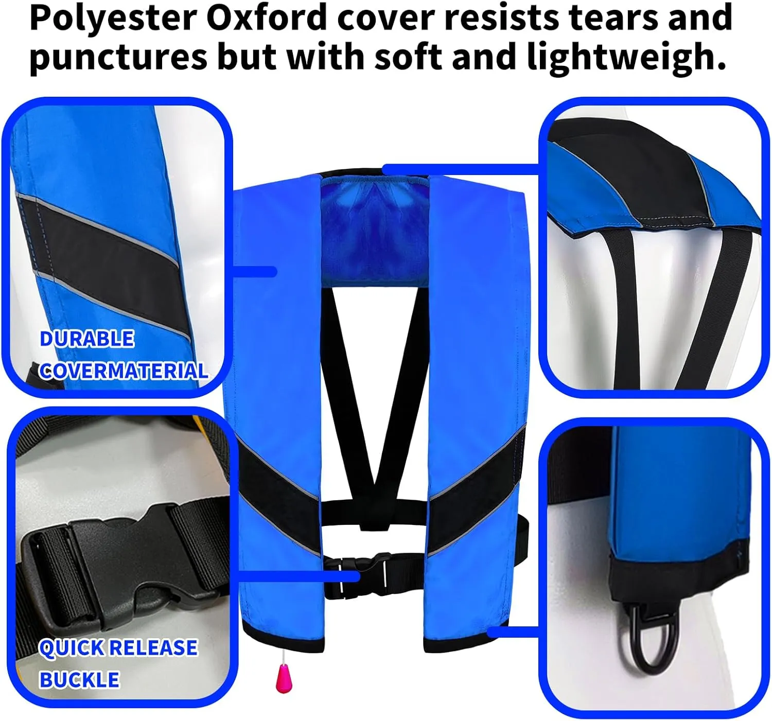 Manual Inflatable Life Jacket|Life Vest for Adults|PFD Low Profile|Supports up to 330 lbs
