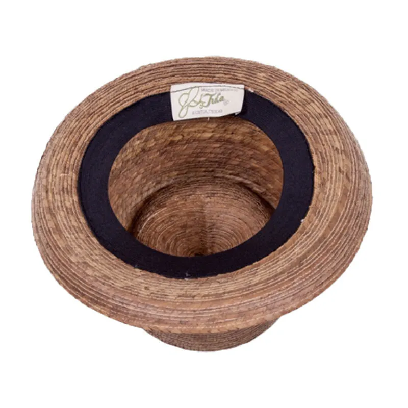 Margo Burnt Palm Leaf Asymmetrical Up Turned Brim Fedora Hat - Tula Hats