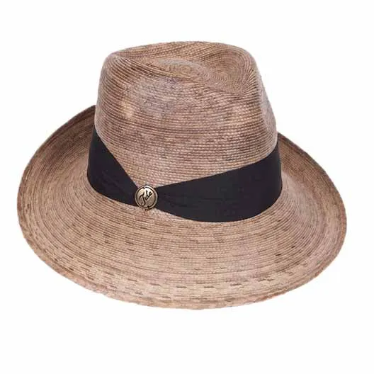 Margo Burnt Palm Leaf Asymmetrical Up Turned Brim Fedora Hat - Tula Hats
