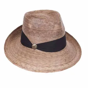 Margo Burnt Palm Leaf Asymmetrical Up Turned Brim Fedora Hat - Tula Hats