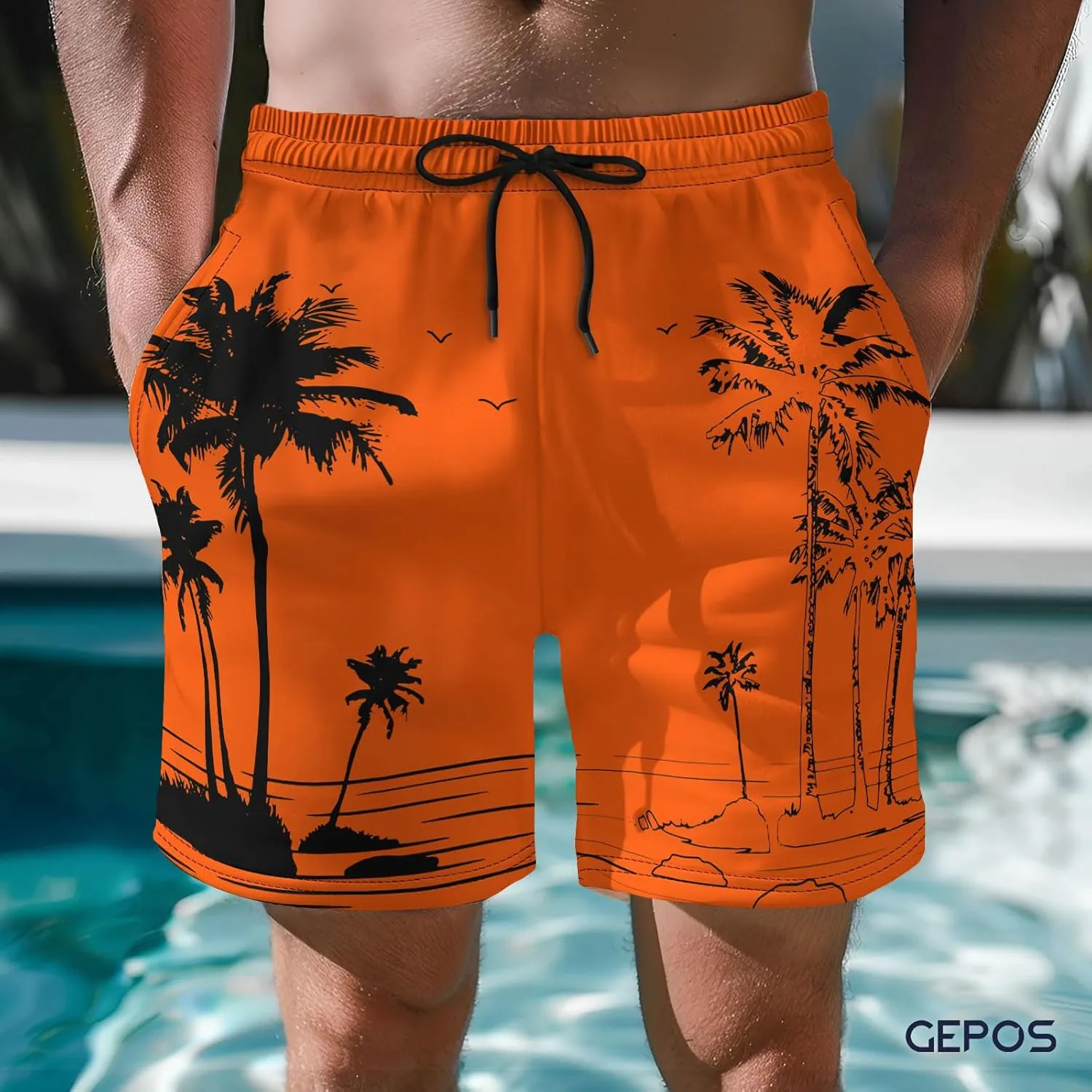 Men's Swim Trunks with Beach Print Quick Dry Swimsuits Board Shorts with Pockets Summer Gifts