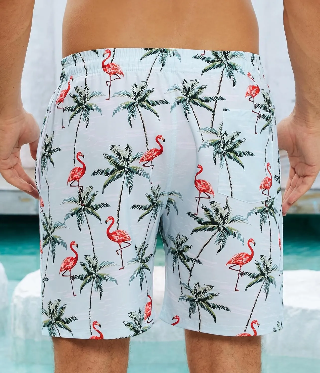 Mens Swim Trunks with Compression Liner 7 Inch Swim Trunks Quick Dry Surfing Beach Shorts Hawaii Sports Shorts