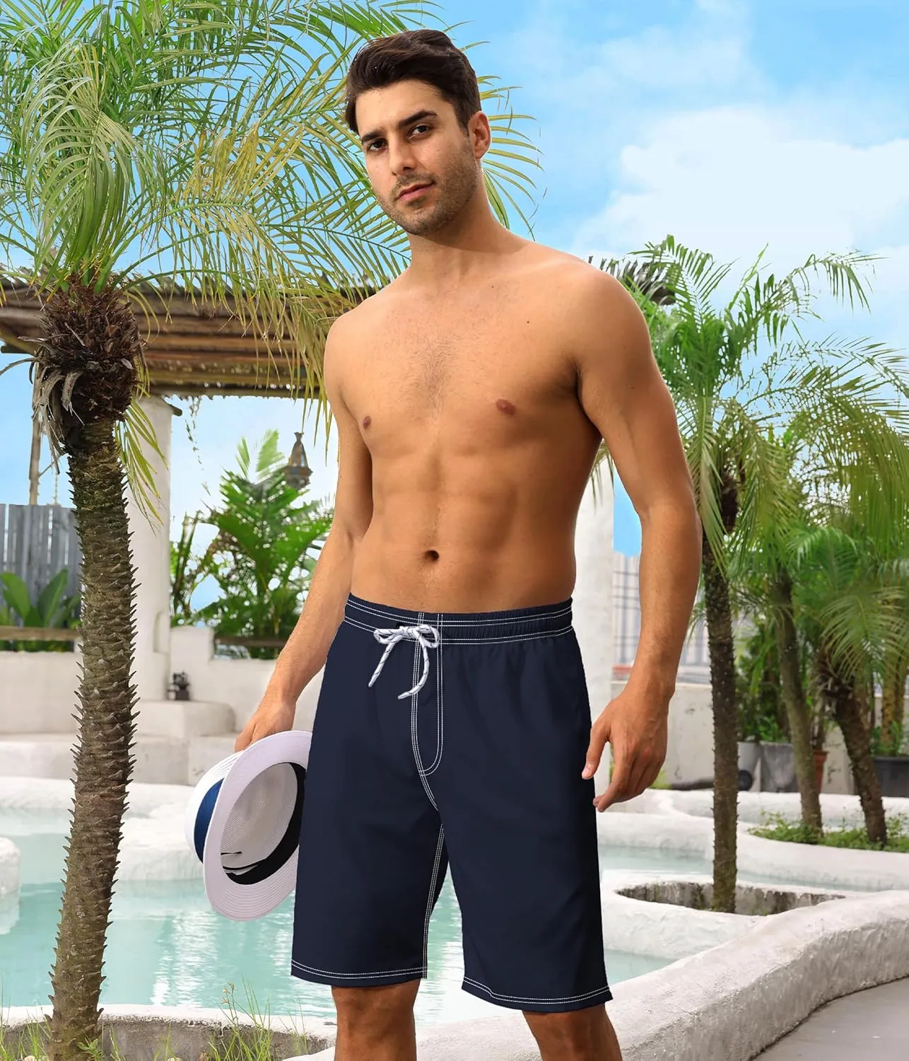 Mens Swim Trunks with Compression Liner 9" Swim Trunks Quick Dry Surfing Beach Shorts Hawaii Sports Shorts