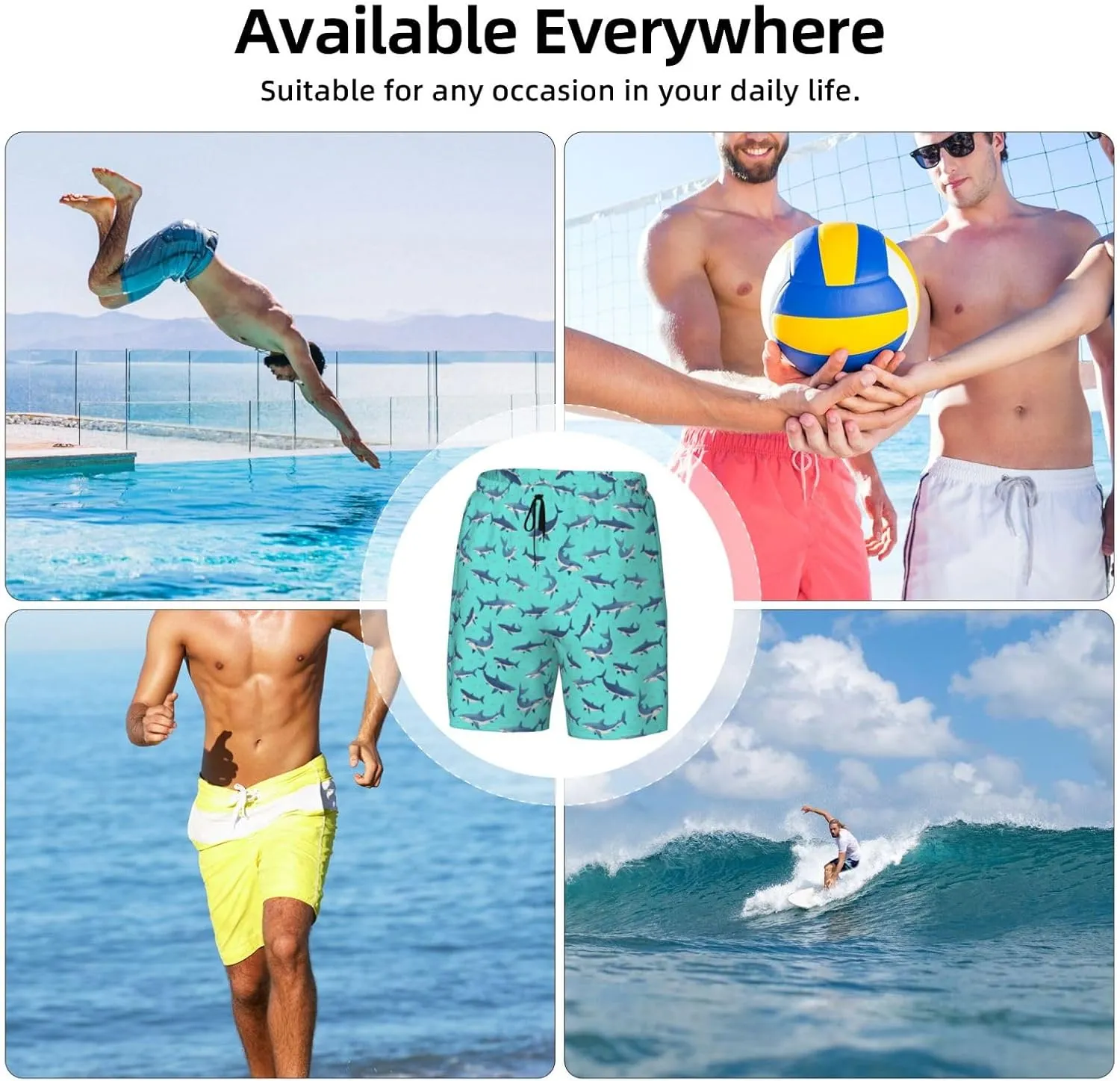 Mens Swim Trunks with Compression Liner Board Shorts Quick Dry Beach Shorts
