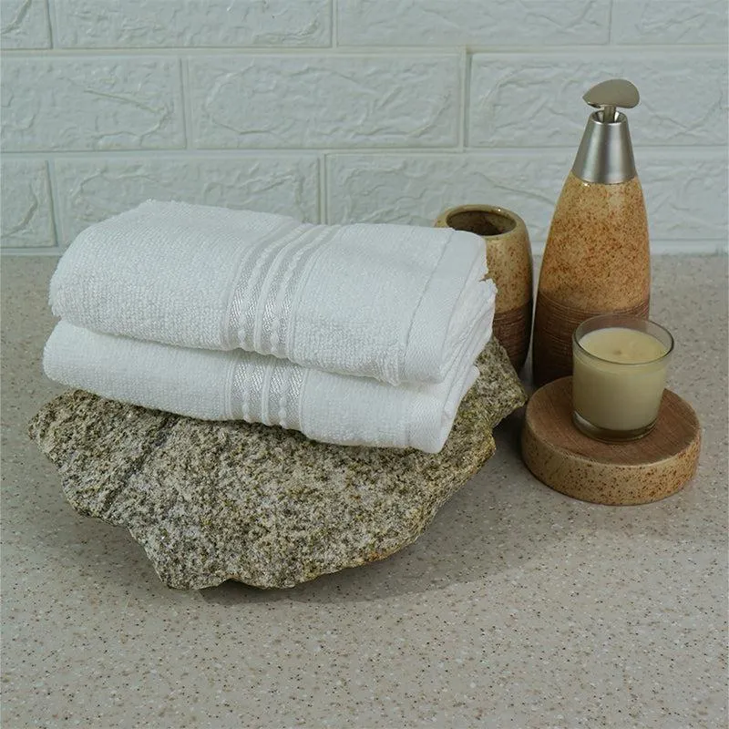 Micro Cotton LuxeDry Solid Hand Towel (White) - Set Of Two