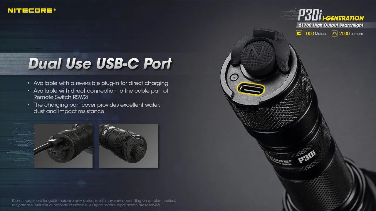 Nitecore P30i Long Throw Flashlight (2000 Lumens | USB-C Rechargeable)