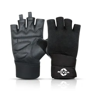 Nivia Leather Gym Weightlifting Gloves Large - (Black)