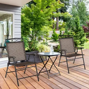 Patio Folding Chairs Set of 2 with Armrest for Garden Backyard