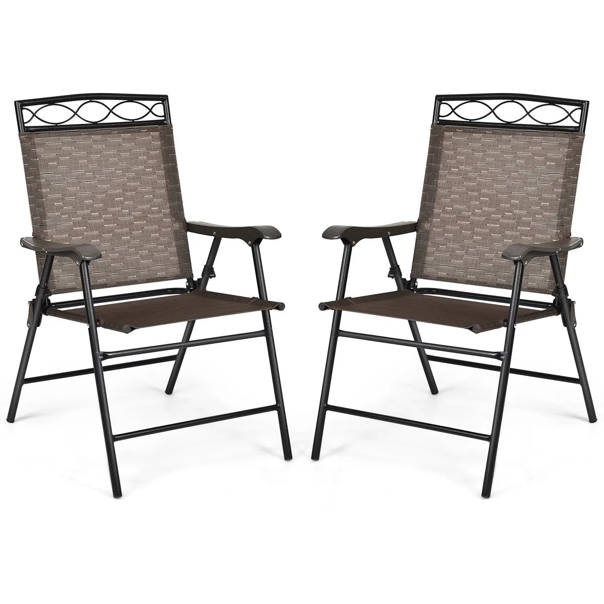 Patio Folding Chairs Set of 2 with Armrest for Garden Backyard