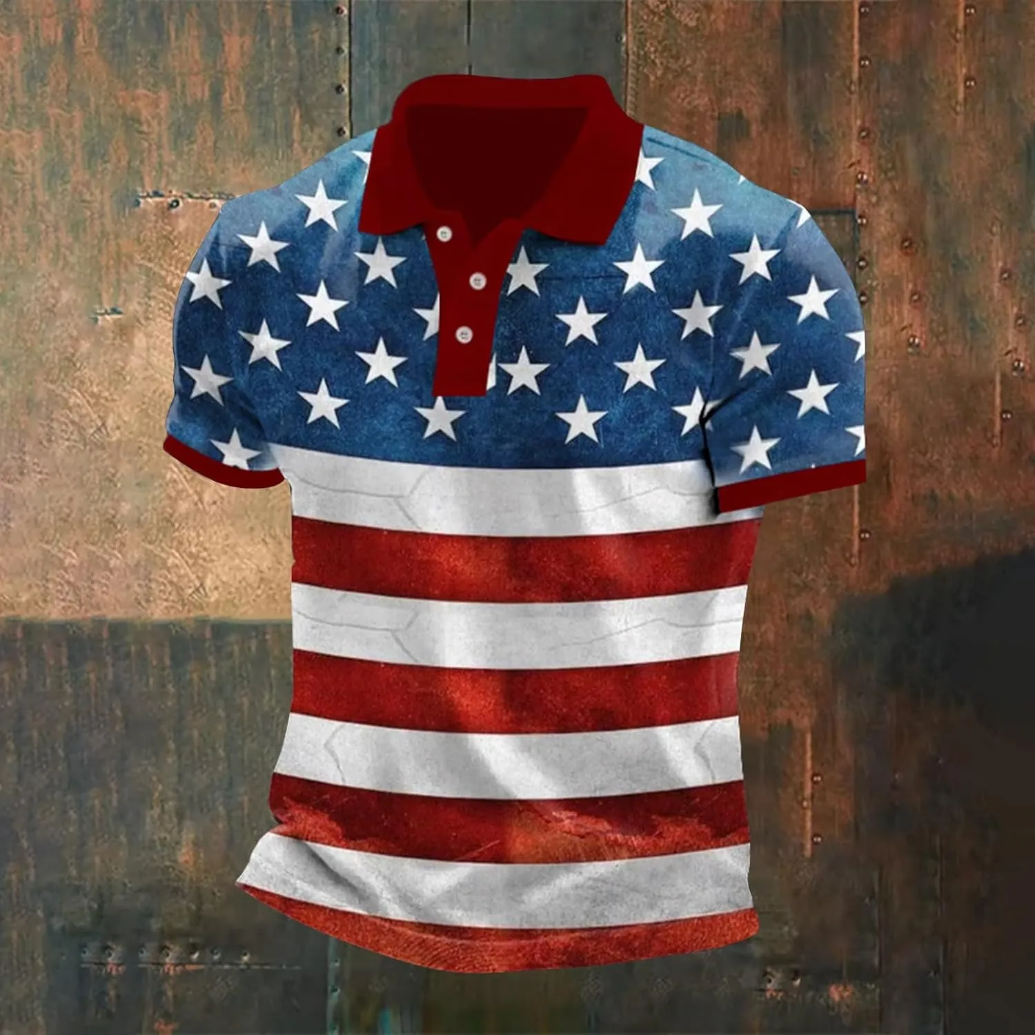 Polo Shirts for Men American Flag Patriotic Short Sleeve Performance Golf Shirt Dry Fit 4th of July USA Gym T-Shirts