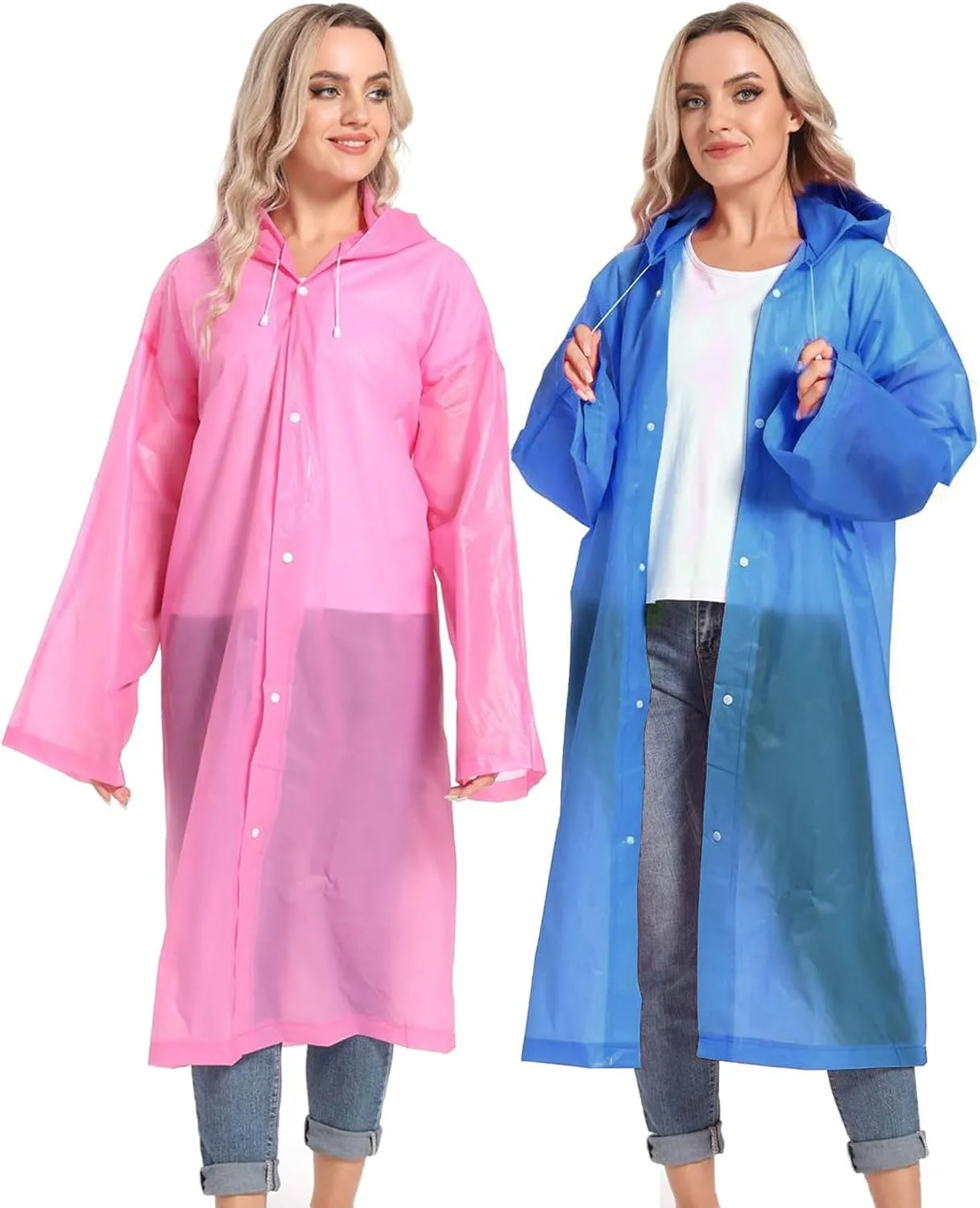 Rain Ponchos for Adults Reusable Raincoats Survival Heavy Duty Military Impermeable 2 Packs Rain Coat