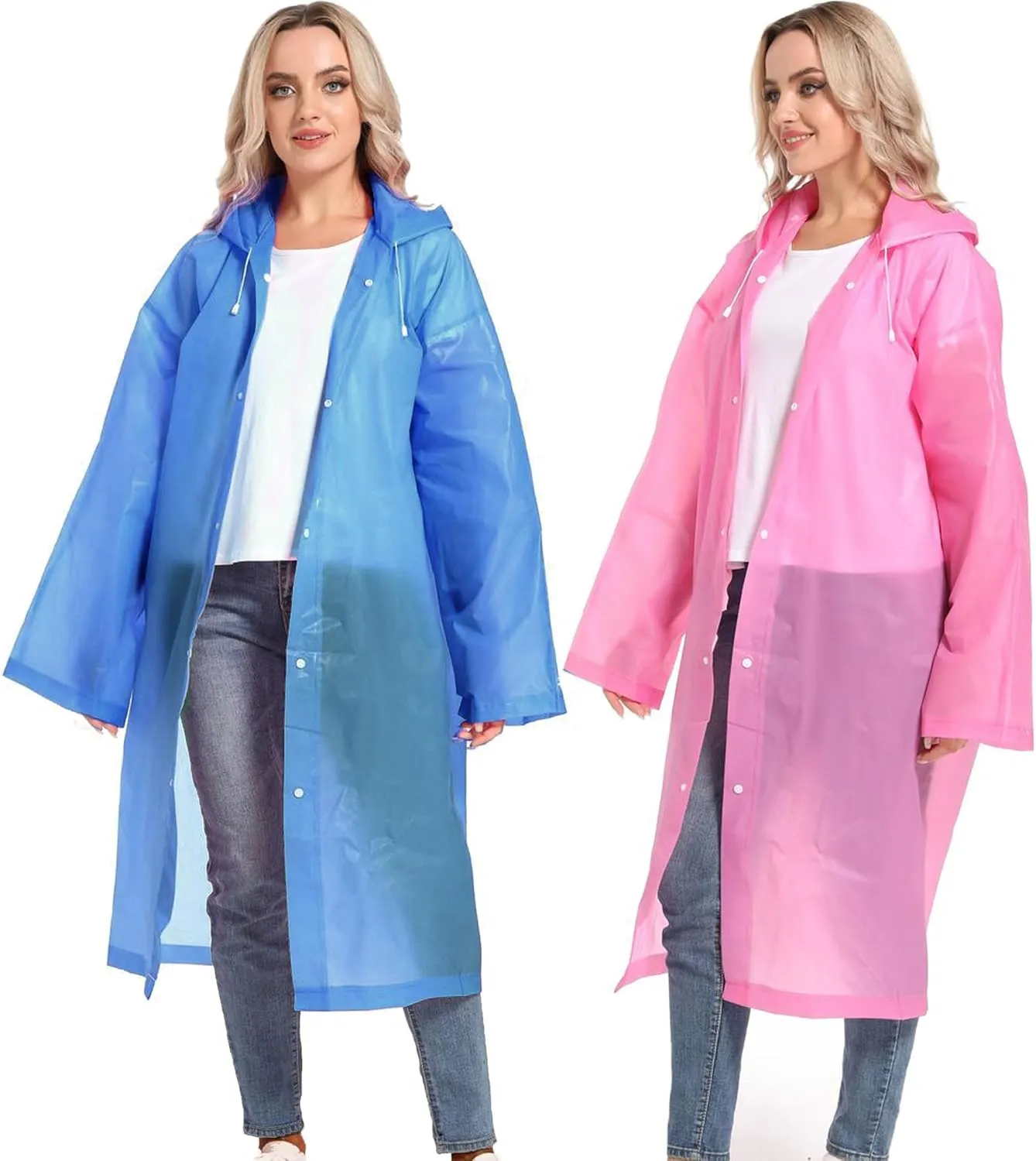 Rain Ponchos for Adults Reusable Raincoats Survival Heavy Duty Military Impermeable 2 Packs Rain Coat