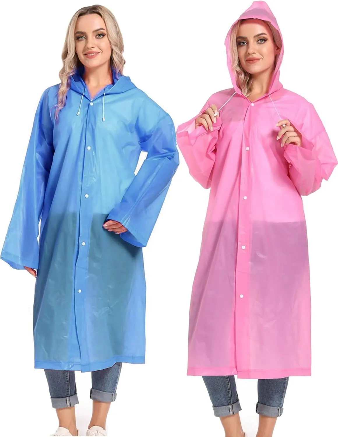 Rain Ponchos for Adults Reusable Raincoats Survival Heavy Duty Military Impermeable 2 Packs Rain Coat