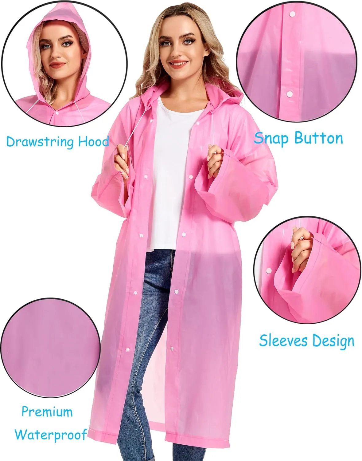 Rain Ponchos for Adults Reusable Raincoats Survival Heavy Duty Military Impermeable 2 Packs Rain Coat