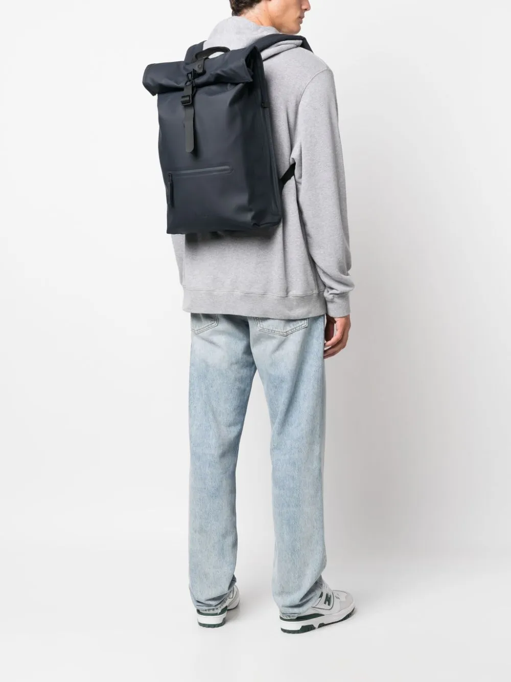 roll-top buckled backpack