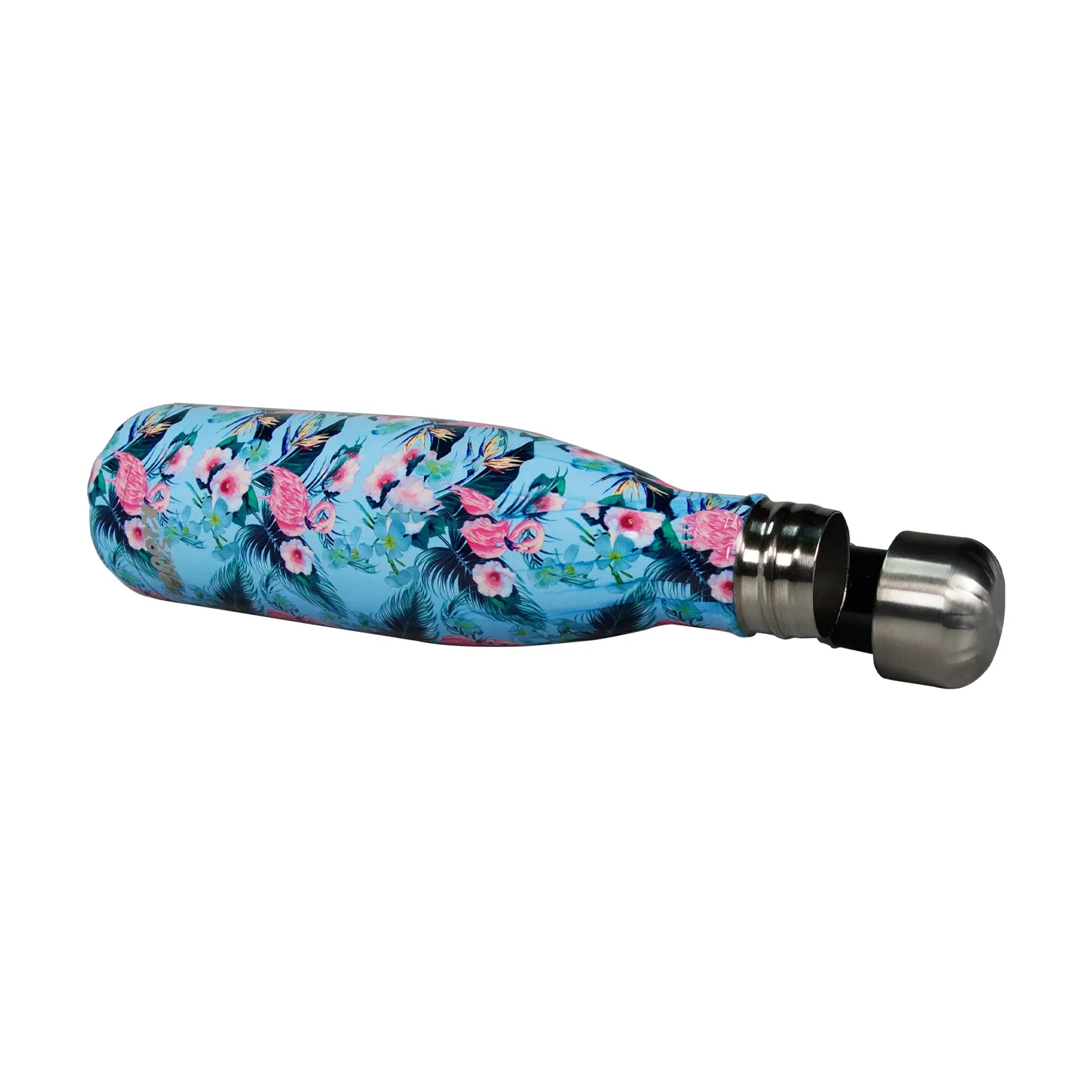 Smily Kiddos 500 ML Stainless Steel  Water Bottle Flamingo Theme Light Blue